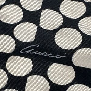 Gucci 100% Silk Scarf Classic White Black Polka Dots Italy Diamond Shape